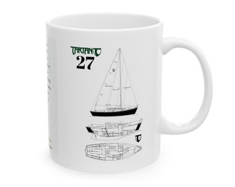 Tazza da caffè in ceramica con barca a vela Tartan 27 da 11 once