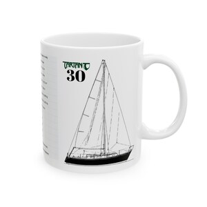 Tartan 30 Sailboat Ceramic Coffee Mug 11oz Father Day Gift for Dad Sailor Beach Ocean