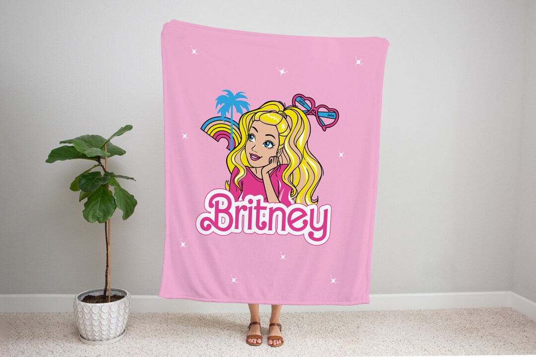 Custom Barbi Blanket, Personalized Kids Name Blanket, Barbi Doll Party