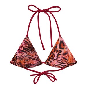 Funky Animal Print Bikini Top, ibiza swim, patterned bikini, gifts for her, summer holiday vacation, poolside, unique swimwear, teen girl