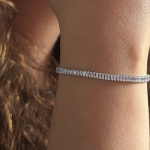 Tennis Bracelet, Zircon Silver Bracelet, Cubic Zirconia, Diamond Bracelet, Gift for Her, Thin Minimalist Bracelet, Gift for mom,handmade