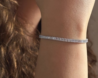 Tennisarmband, Zirkoon zilveren armband, Cubic Zirconia, diamanten armband, cadeau voor haar, dunne minimalistische armband, cadeau voor moeder, handgemaakt