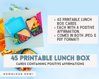 Lunch Box Affirmation Cards for Kids INSTANT DOWNLOAD - Note cards for kids - LUN002