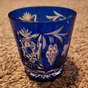 Ajka Marsala Cobalt Blue Crystal Tumbler Glass