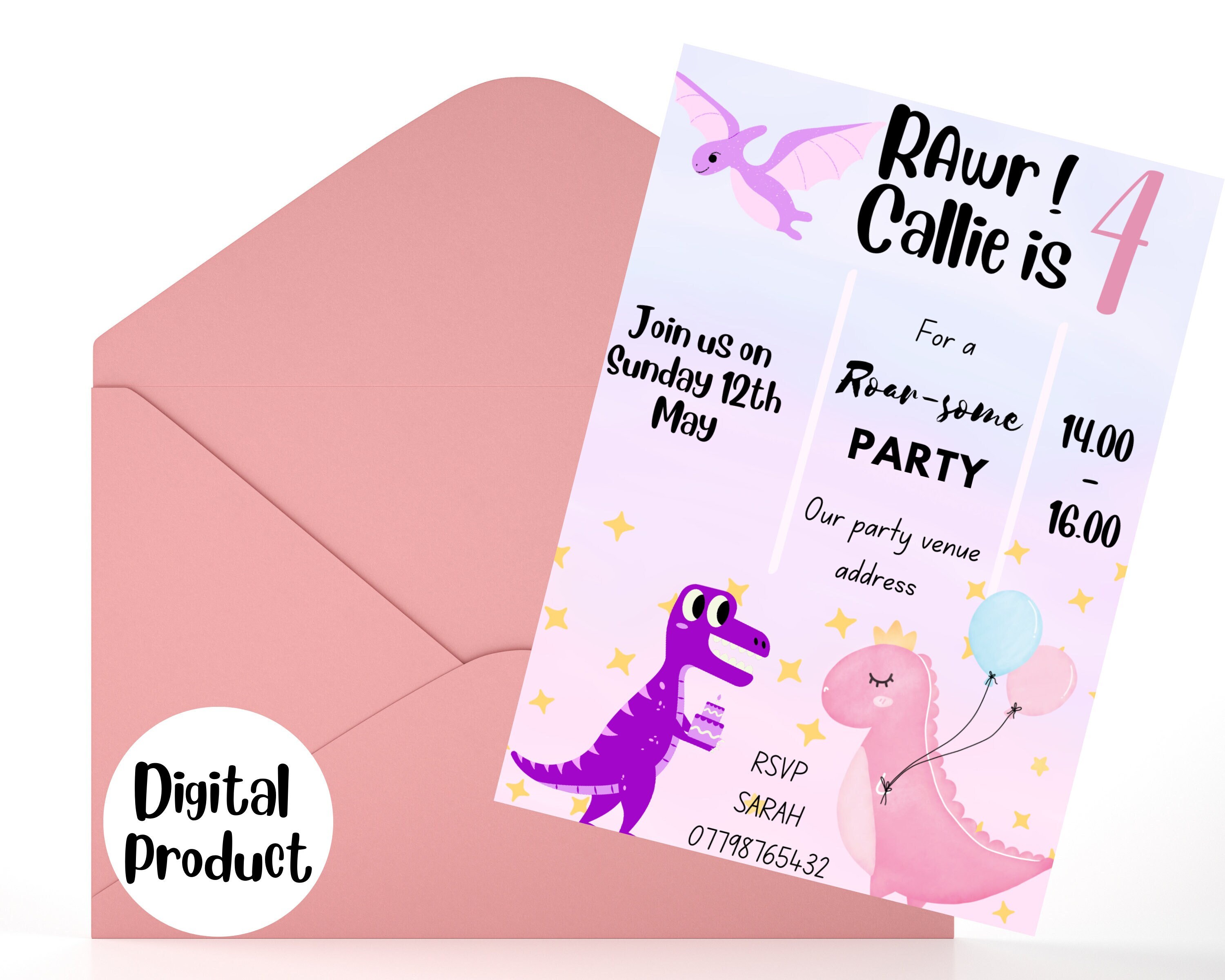 Editable Dinosaur Birthday Party Invitation Template Instant - Etsy