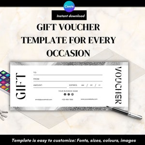Gift voucher template for small business | Digital coupon| Voucher Template | Gift Certificate | Gift Card |Editable Gift Voucher Canva