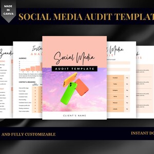 Social Media Audit Template | Social Analytic Template | Social Media Manager | Social Media Planner| Editable Canva Template Small business
