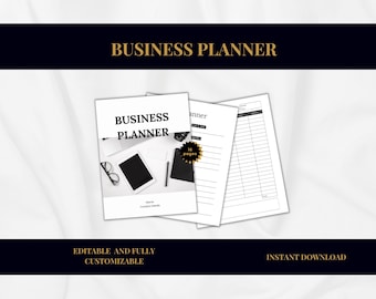 Plantilla de plan de negocios imprimible, plantilla de planificador de pequeñas empresas Canva, planificador de negocios digital, planificador de negocios editable minimalista