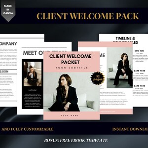 Client Welcome Packet, Client Onboarding, Onboarding Checklist, Coaches, Social Media Managers, Onboarding Template, Small Business, Canva