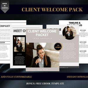 New Client Welcome Pack for Canva, Client onboarding Template, Client Welcome Pack for Coaches, Virtual assistant, Editable onboarding guide