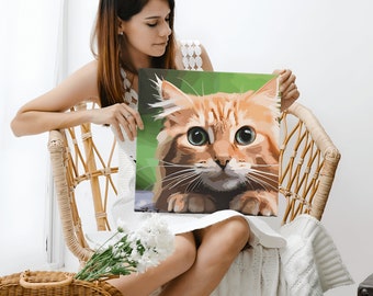 Retrato de gato sobre lienzo Foto Pintura de gato Imagen de gato personalizada Regalo de propietario de gato de resaca