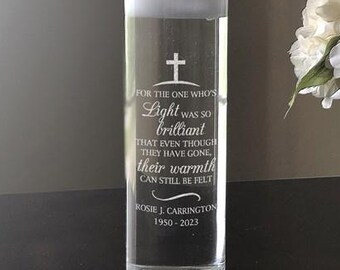 Engraved Light was so brilliant Candle Vase, Floating Candles, Holiday Gifts, Memorial Keepsake, Floating Candle Vases, Personalized Candle