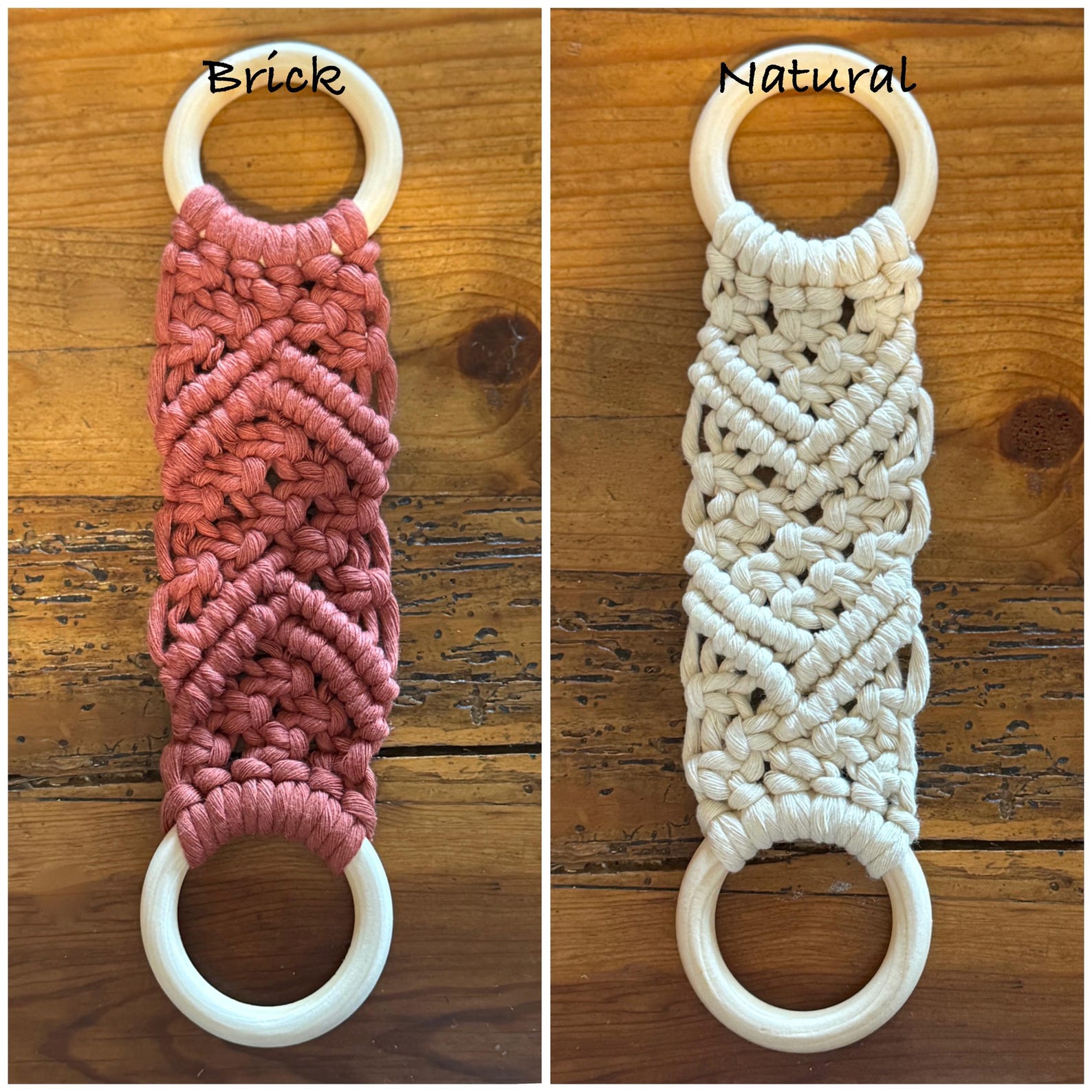 Macrame Dish Towel Holder, Ring, Hanger for Kitchen - Boho Farmhouse - Natural