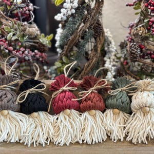 Macrame Gnome Ornament – Santa Christmas Tree Decor, Boho Holiday Ornament, Handmade