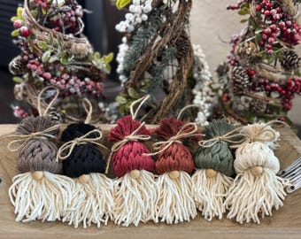 Macrame Gnome Ornament – Santa Christmas Tree Decor, Boho Holiday Ornament, Handmade