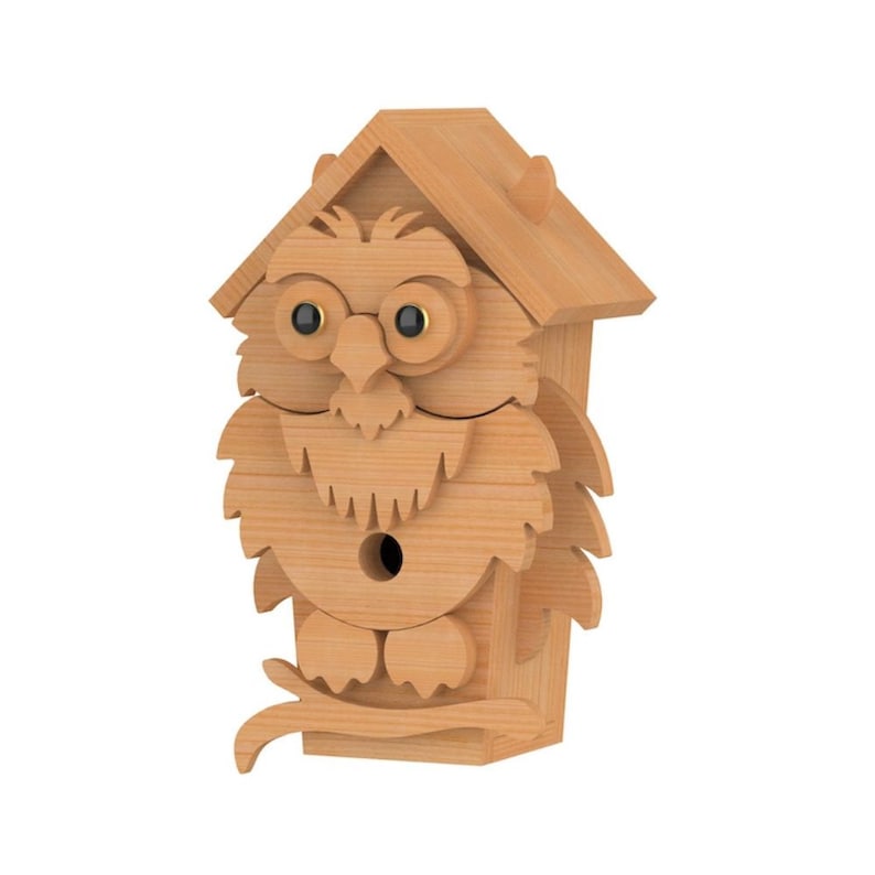 DIY Owl Birdhouse Woodworking Plans - CNC Router DXF Layered Patterns ...
