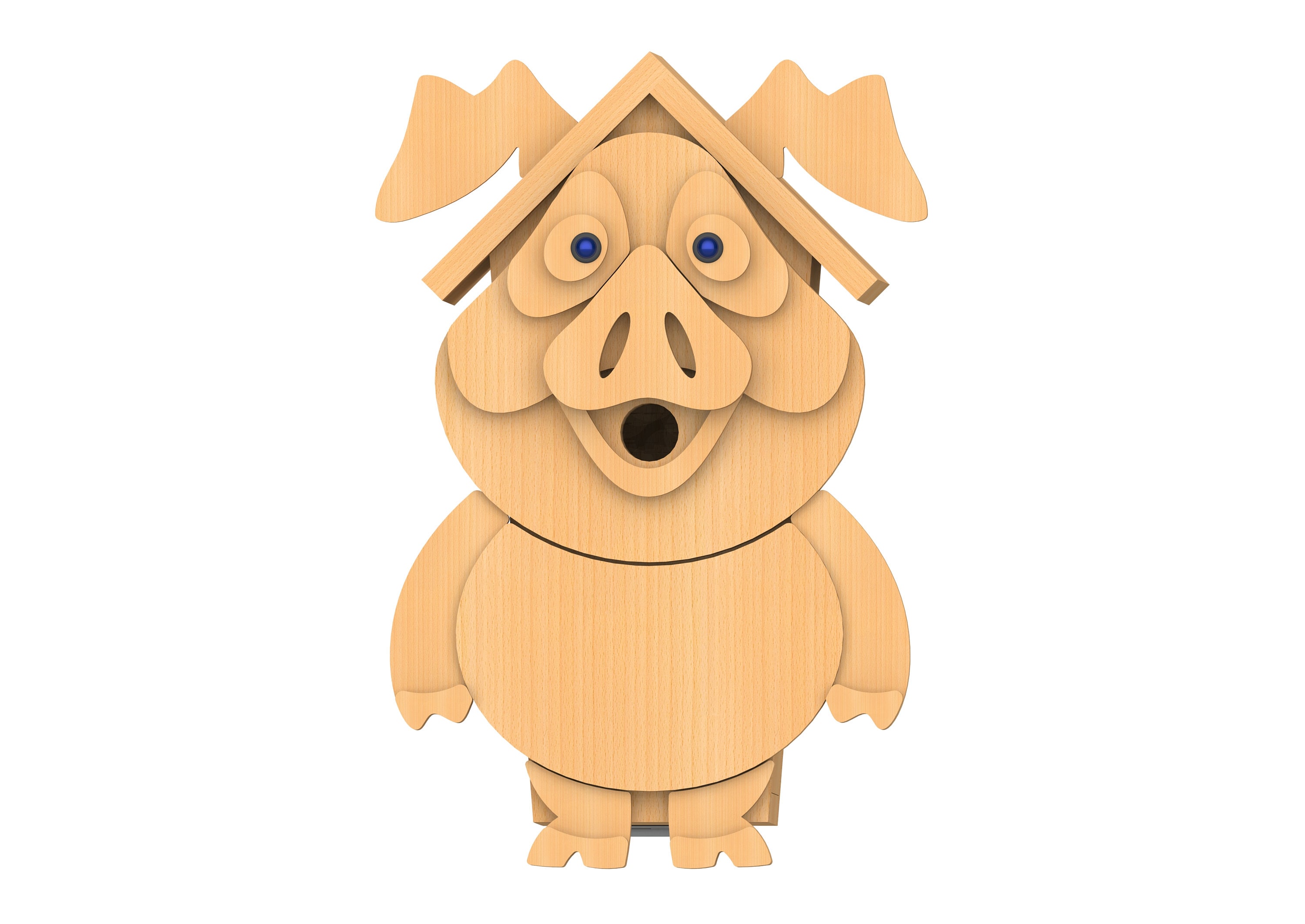 Pig DIY Birdhouse Plans CNC Router DXF, Birdhouse Plans, Modern