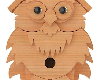 DIY Owl Birdhouse Woodworking Plans - CNC Router DXF Layered Patterns for Owl Birdhouse, Includes Trace and Cut Layered Patterns