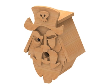 Pirate DIY birdhouse plans - CNC Router DXF, Birdhouse plans, Modern birdhouse, Wooden Birdhouse, Birdhouse outdoor, Unique Birdhouse