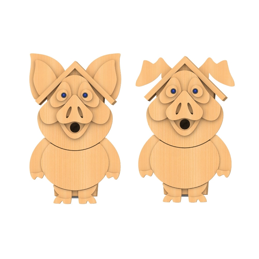 Pig DIY Birdhouse Plans CNC Router DXF, Birdhouse Plans, Modern