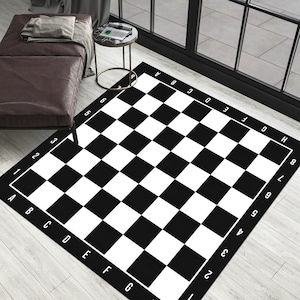 Chess Rug, Chess Set Rug, Game Room Rug, Home Decor,Gift For Chess Lovers,Gamer Rug,Chessboard Rug, Checkered Game Play Rug, Checkered Mate