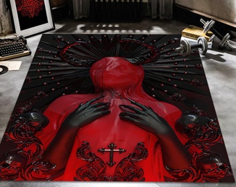 Baphomet Rug: Gothic Satanic Decor, Non-Slip Living Room Rug