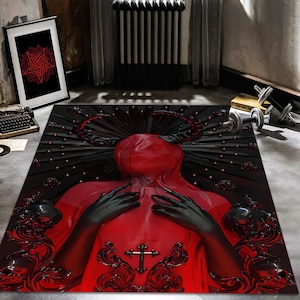 Baphomet Rug, Woman Rug, Satanic Rug,Fear Rug, Pagan Rug, Devil Rug, Satanic Decor, Horror Devil Rug,Gothic Rug,Living Room Rug,Non Slip Rug