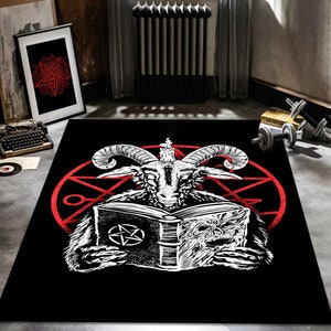 Pagan Rug, Devil Rug, Baphomet Rug, Satanic Rug, Area Rug, Fear Rug, Satanic Decor, Horror Devil Rug,Gothic Rug,Living Room Rug,Non Slip Rug
