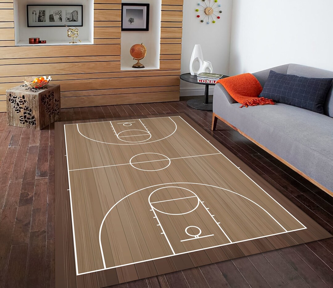 Basketball Court Rug: Non-slip Cotton Area Rug for Kids Room - Etsy