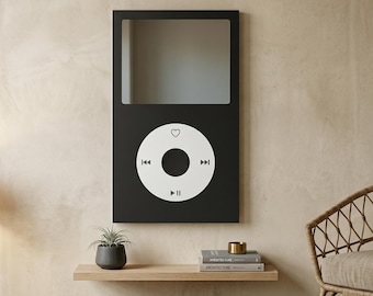 iPod Style Spiegel | Dekorative Wandkunst, Holzsockel, Glasspiegel