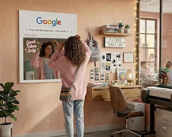Google-Suche Spiegel, Benutzerdefinierte dekorative Wandkunst, Spiegel mit Holzbasis