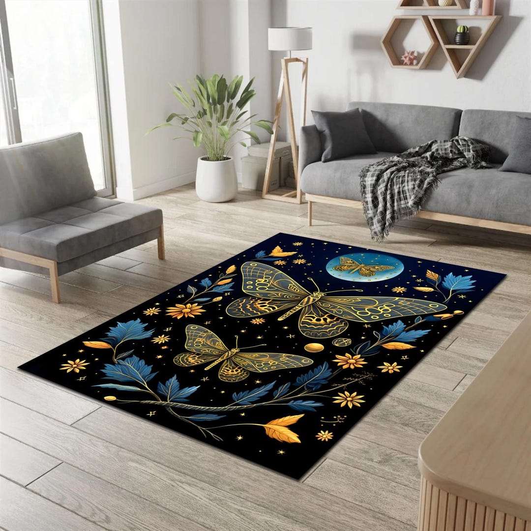 Moth Area Rug Butterfly Luna Moth Rug: Modern Fine Art Home Decor - Etsy