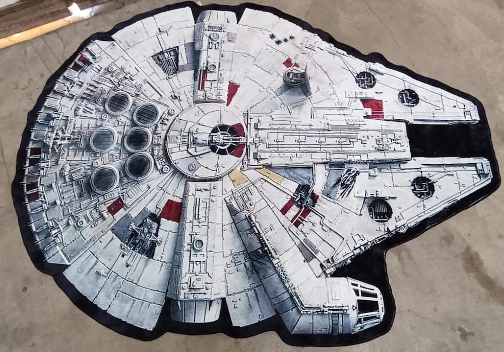 Custom Shaped Rugs,Custom Rugs,Millenium Falcon Rug,Star Wars Rug,Star Wars Gift,Starwars Movie Rug, Gift For Star Wars Fan,Star Wars Ships, Moderndaydecors