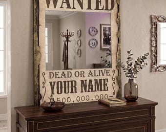 Steckspiegel mit Wunschname, Vintage Stil, Wanddekoration