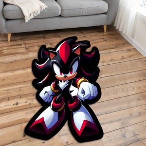 Shadow Rug, Sonic Carpet, Soft round sonic gamecube rug, sonic fan gift, Sonic gift, Video game gift idea, Sonic Adventure, custom CD rug
