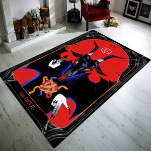 Baphomet Rug, Devil Rug, Satanic Decor, Satanic Rug, Area Rug, Fear Rug, Pagan Rug, Horror Devil Rug,Gothic Rug,Living Room Rug,Non Slip Rug