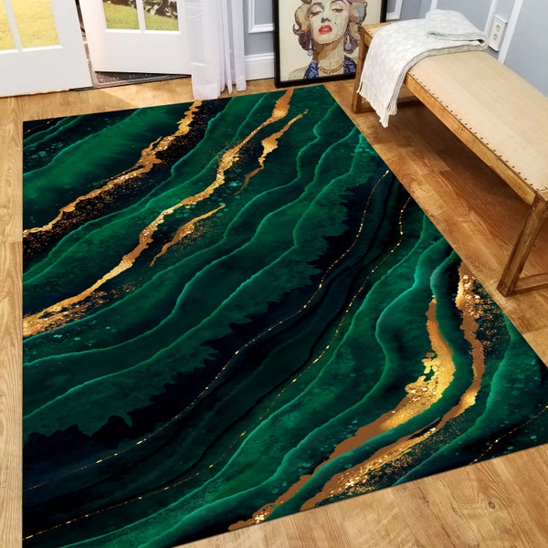 Green and Gold Rug Etsy