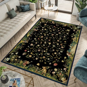 Botanical Rug,Vintage Garden Rug,Flower Rug,Flower Theme Rug,Garden Pattern Rug,Nature Rug,Home Decor Rug,Popular Rug,Area Rug,Modern Rug