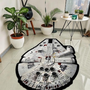 Tapis faucon millénaire, décoration de film Star Wars, tapis de vaisseau spatial personnalisable