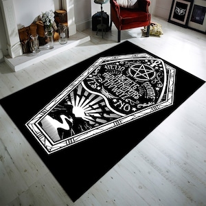 Coffin Rug, Dark Rug, Pagan Rug, Fear Rug, Gothic Rug, Horror Rug, Decorative Rug, Living Room Rug, Horror Decor, Satanic Rug, Bedroom Rug