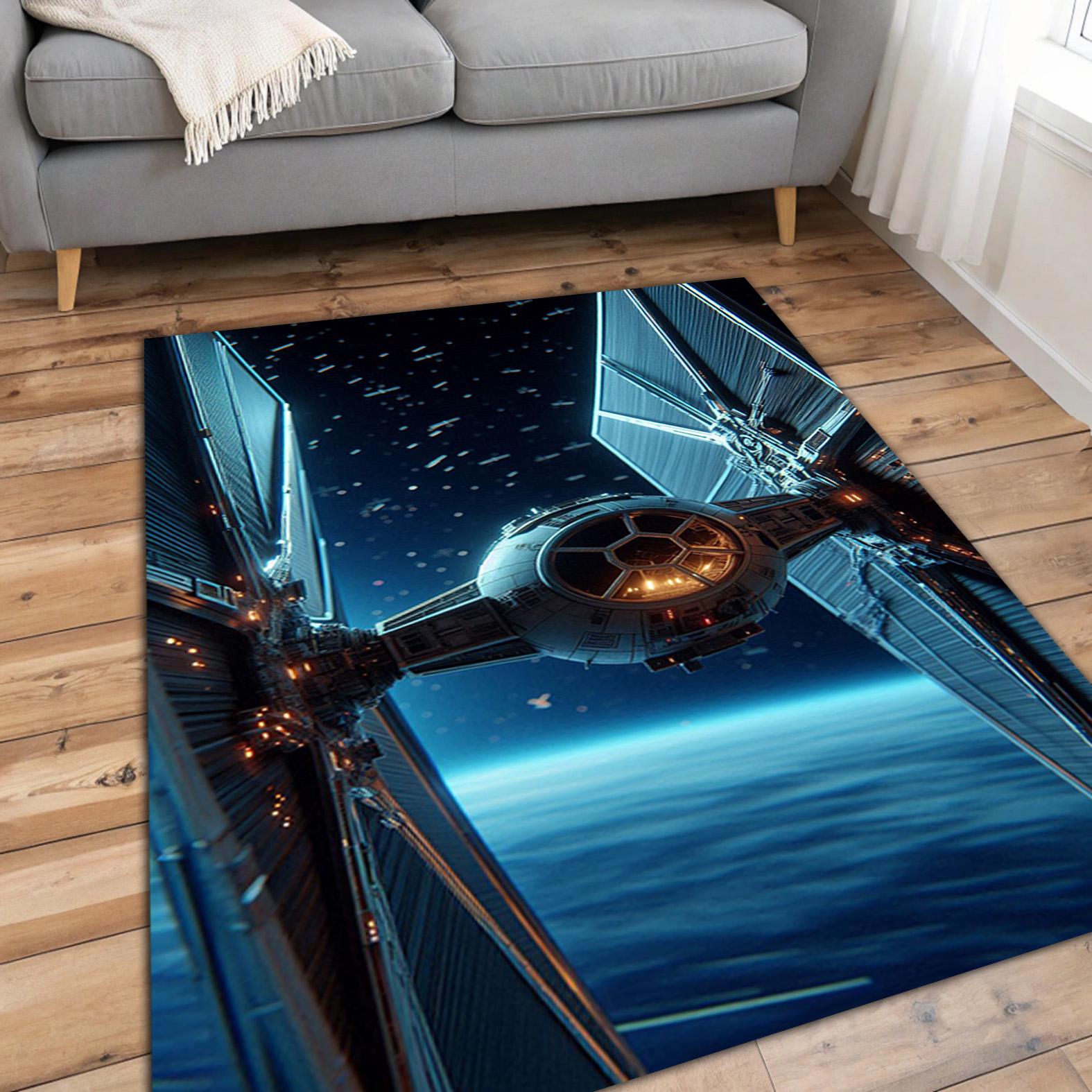 Spaceship Cockpit Area Rug, Blue Galaxy Battle Carpet, Sci-fi Starship ...