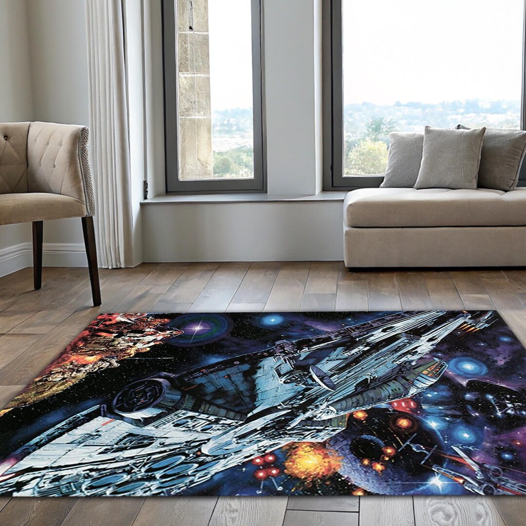 Stargate Rug Star Wars Area Rug, Millennium Falcon, Space Battle Rug,starship Carpet ...