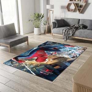 Hero Rug,Super Hero Logos,Spiderman Carpet,Amazing Area Rug,Kids Room rug,Children Room Mat,Gift for Hero fan, Characters Rug,Home Decor Rug