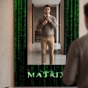 Matrix-Spiegel, Binärcode-Spiegel, Spiegel für die Kinderzimmergestaltung, Heimdekoration im Filmstil Bild 10