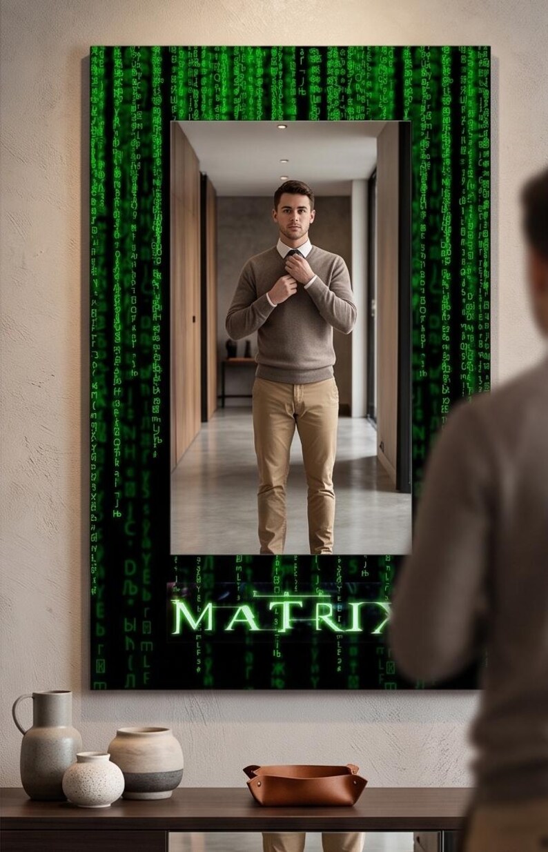 Matrix-Spiegel, Binärcode-Spiegel, Spiegel für die Kinderzimmergestaltung, Heimdekoration im Filmstil Bild 10