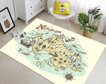 Neverland kaart kindertapijt: fantasiespeelkleed, kinderkamerdecoratie