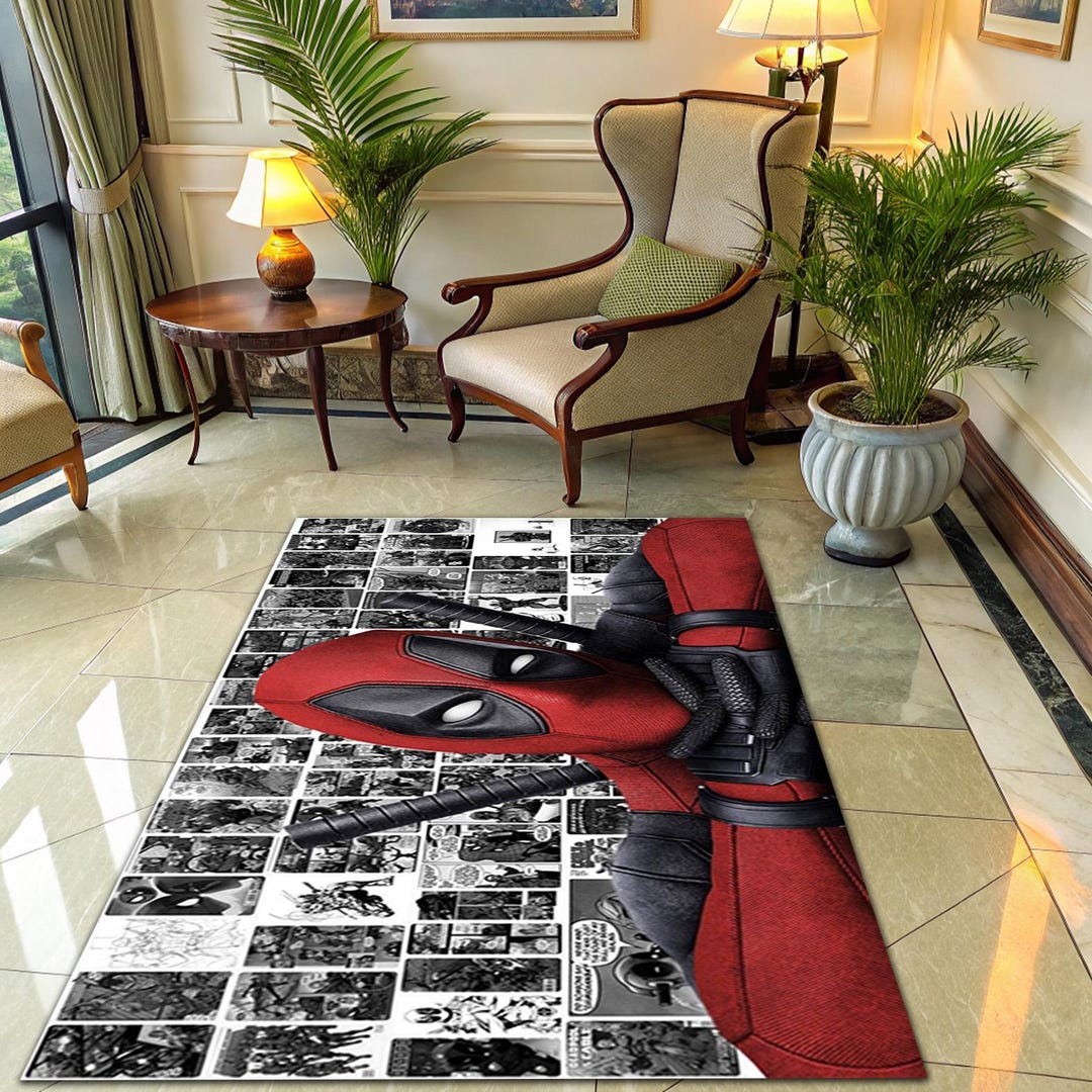 Anti-hero Comic Book Rug, Manga Panel Carpet, Red Suit Character - Etsy