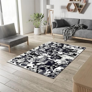 Hiphop Music Rug: Legend Artists, Black & White Modern Doormat