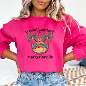 Wastin &#39;Away Wieder In Margaritaville Skeleton Pullover | Jimmy Buffet | Ruhe im Paradies | Vacay-Modus | Sweatshirt mit Rundhalsausschnitt