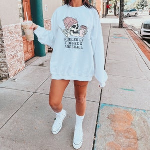 Fueled by Coffee and Adderall Pullover | Neuro Spicy | Coffee | Anxiety | ADHD | Crewneck Sweatshirt